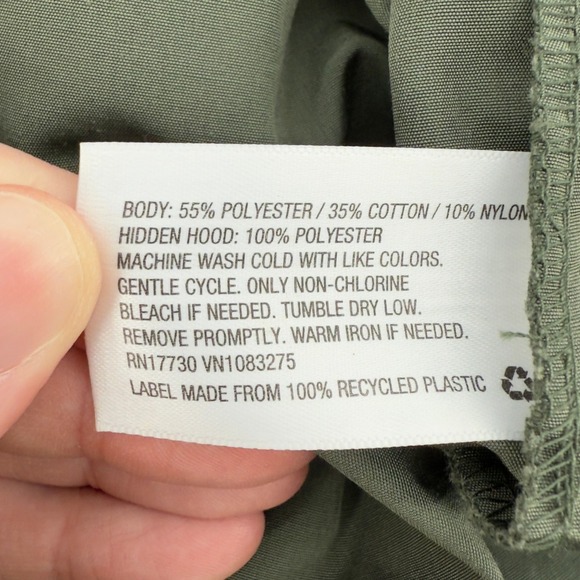 A New Day Anorak Full Zip Utility‎ Jacket Army Green Women S Hidden Hood Pockets - Picture 7 of 8